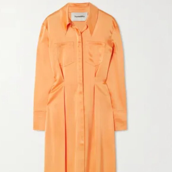 Mamo Asymmetric Satin Midi Shirt Dress by Nanushka - Picture 3 of 6